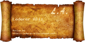 Lederer Aliz névjegykártya